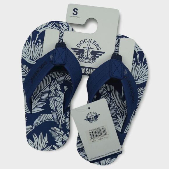 Docker's Premium Kids Palm Print  Navy Sandals S 11/12 - Picture 2 of 10